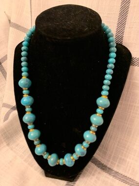 Turquoise Bead Necklace - Blue Statement Jewelry